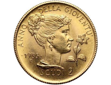 San Marino, 2 scudi 1985, Rok Młodych - 4 g Au917