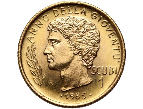 San Marino, 1 scudo 1985, Rok Młodych - 2 g Au917
