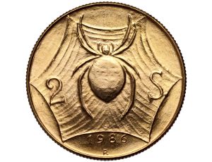 San Marino, 2 scudi 1986, Pająk, 1/5 uncji złota