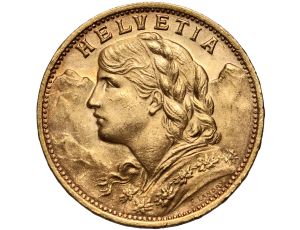 Szwajcaria, 20 franków 1927, Helvetia Vreneli