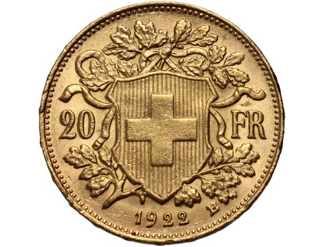 4818. Szwajcaria, 20 franków 1922, Helvetia Vreneli - 2