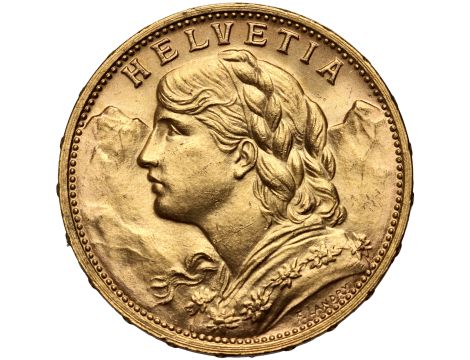 Szwajcaria, 20 franków 1913, Helvetia Vreneli