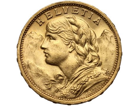Szwajcaria, 20 franków 1910, Helvetia Vreneli