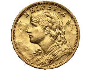 Szwajcaria, 20 franków 1909, Helvetia Vreneli