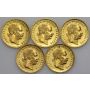 4841. Austria, Zestaw monet dukat 1915 Nowe Bicie, 5 sztuk - 2