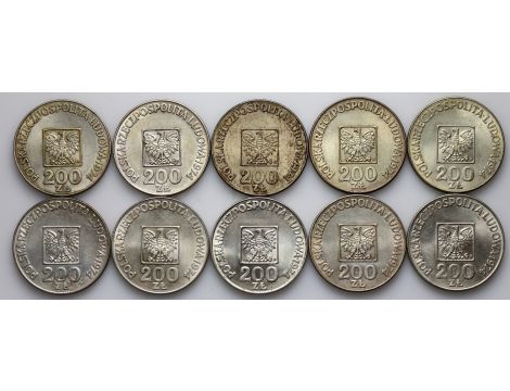 Polska, PRL, Srebro zestaw 10x 200 złotych 1974 Mapka - 2