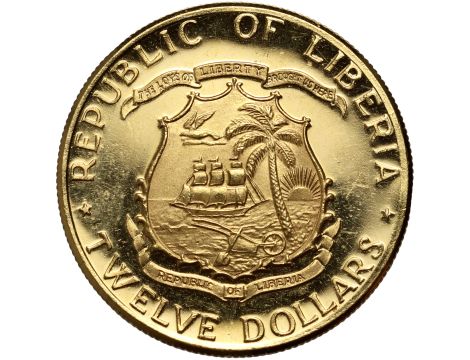 Liberia, 12 dolarów 1965, 70. urodziny prezydenta Williama Tubmana - 2