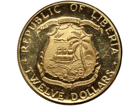 Liberia, 12 dolarów 1965, 70. urodziny prezydenta Williama Tubmana - 4