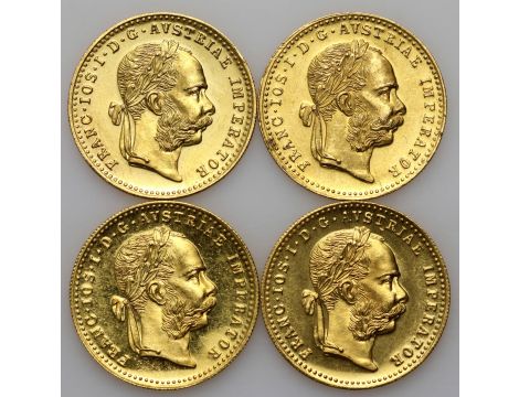 Austria, Zestaw monet dukat 1915 Nowe Bicie, 4 sztuki