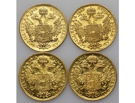 Austria, Zestaw monet dukat 1915 Nowe Bicie, 4 sztuki - 2