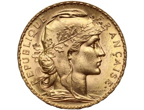 Francja, 20 franków 1907, Kogut