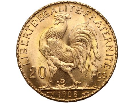 Francja, 20 franków 1908, Kogut - 2