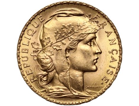 Francja, 20 franków 1908, Kogut