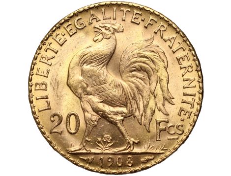 Francja, 20 franków 1908, Kogut - 2