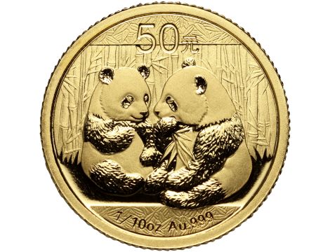 Chiny, 50 juanów 2009, Panda, 1/10 uncji złota