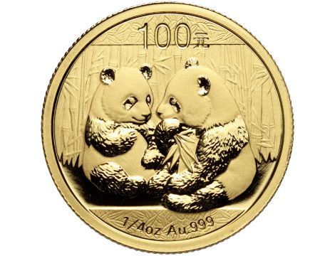 Chiny, 100 juanów 2009, Panda, 1/4 uncji złota