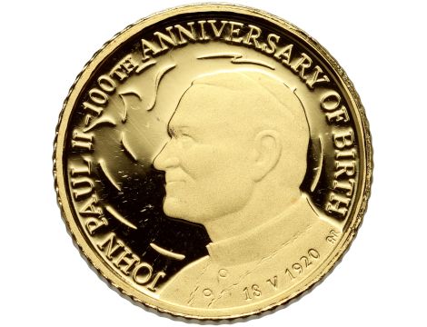 Wyspy Salomona, 10 dolarów 2020, Jan Paweł II, 1/10 uncji złota - 2