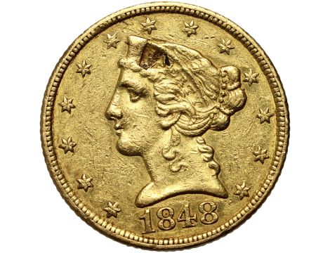 USA, 5 dolarów 1848 C, Charlotte, Liberty
