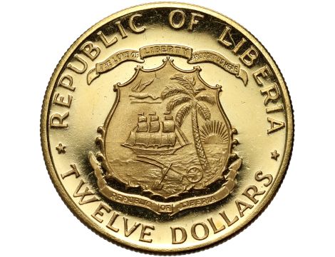 Liberia, 12 dolarów 1965, 70. urodziny prezydenta Williama Tubmana - 2