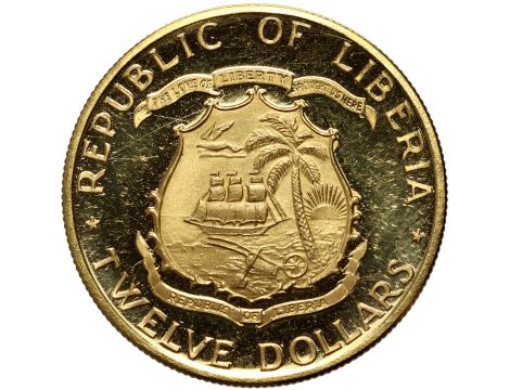 Liberia, 12 dolarów 1965, 70. urodziny prezydenta Williama Tubmana - 4