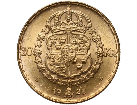 4913. Szwecja, Gustaw V, 20 koron 1925 - 2