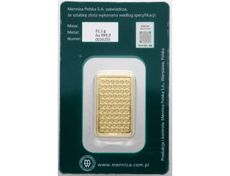 Sztabka złota 1 oz Mennica Polska - 2