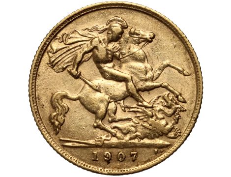 Wielka Brytania, Edward VII, 1/2 suwerena 1907 - 2