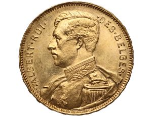 Belgia, Albert I, 20 franków 1914, Des Belges