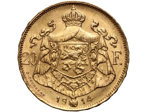 Belgia, Albert I, 20 franków 1914, Des Belges - 2