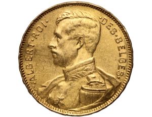 Belgia, Albert I, 20 franków 1914, Des Belges
