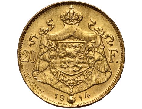 Belgia, Albert I, 20 franków 1914, Des Belges - 2