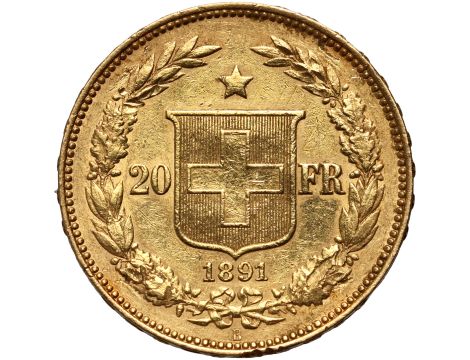 Szwajcaria, 20 franków 1891, Libertas - 2