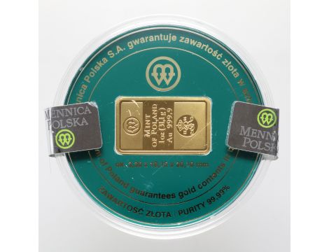 5015. Sztabka złota 1 oz Mennica Polska - 4