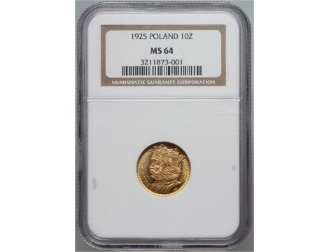 5021. Polska, II RP, 10 złotych 1925, Bolesław Chrobry, NGC MS64