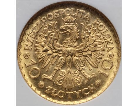 5021. Polska, II RP, 10 złotych 1925, Bolesław Chrobry, NGC MS64 - 3