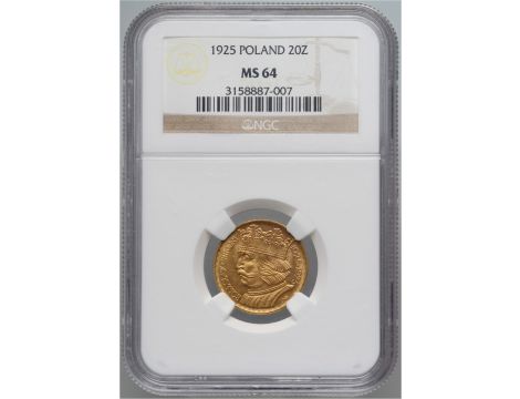 5022. Polska, II RP, 20 złotych 1925, Bolesław Chrobry, NGC MS64