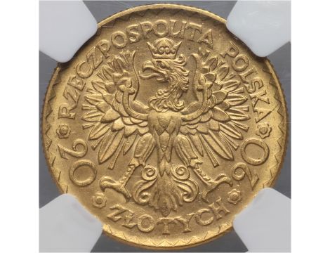 5022. Polska, II RP, 20 złotych 1925, Bolesław Chrobry, NGC MS64 - 3