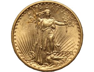 5028. USA, 20 dolarów 1908, Filadelfia, Saint-Gaudens, bez motta
