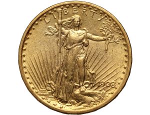 5029. USA, 20 dolarów 1908, Filadelfia, Saint-Gaudens, bez motta