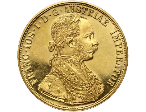 5031. Austria, Franciszek Józef I, 4 dukaty 1915, Czworak, Nowe bicie