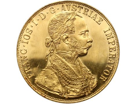 5032. Austria, Franciszek Józef I, 4 dukaty 1915, Czworak, Nowe bicie
