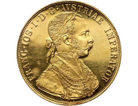 5033. Austria, Franciszek Józef I, 4 dukaty 1915, Czworak, Nowe bicie