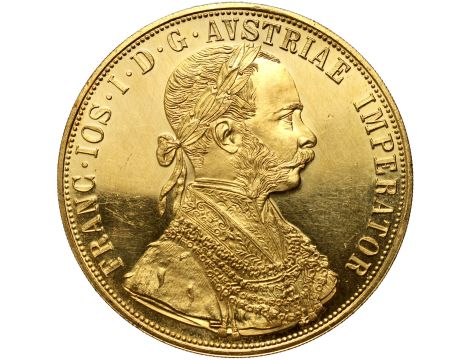 5034. Austria, Franciszek Józef I, 4 dukaty 1915, Czworak, Nowe bicie
