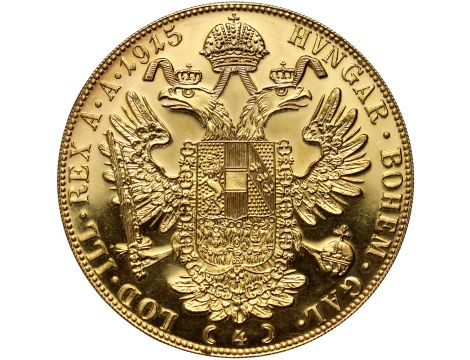 5037. Austria, Franciszek Józef I, 4 dukaty 1915, Czworak, Nowe bicie - 2