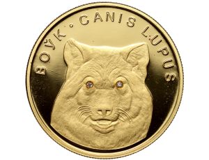 5043. Białoruś, 50 rubli 2007, Wilk, 1/4 uncji złota