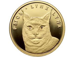 5044. Białoruś, 50 rubli 2008, Ryś, 1/4 uncji złota