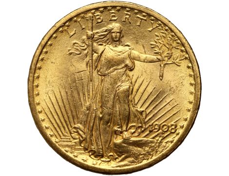 5056. USA, 20 dolarów 1908, Filadelfia, Saint-Gaudens, bez motta