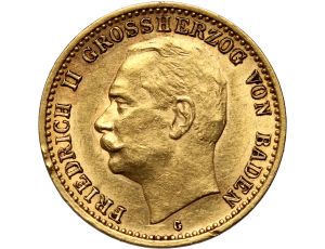 5078. Niemcy, Badenia, Fryderyk II, 10 marek 1910 G, Karlsruhe