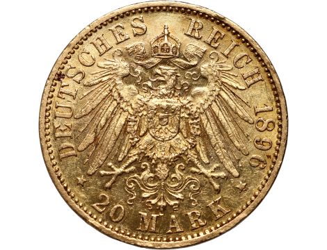 5094. Niemcy, Hesja, Ernest Ludwik, 20 marek 1896 A, Berlin - rzadki rocznik - 2