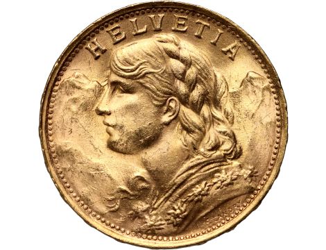 5102. Szwajcaria, 20 franków 1935, Helvetia Vreneli
